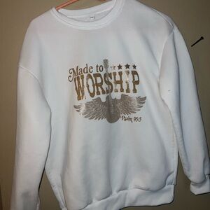 SHEIN White Long Sleeve Tee with Gold Graphic